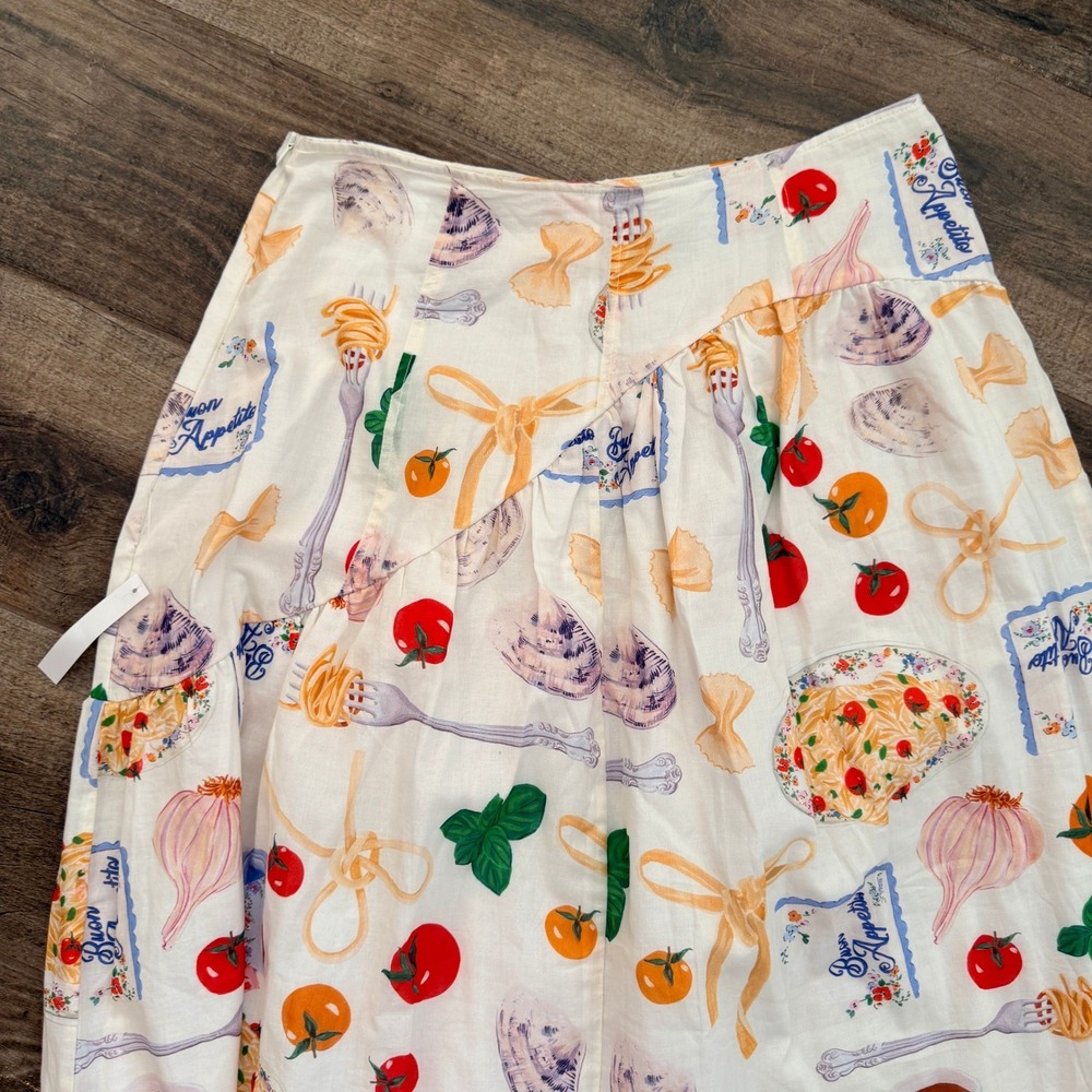 Lisa Says Gah Maeve Buon Appetito Midi Skirt, Ivory,XL (New) - Picture 10 of 14